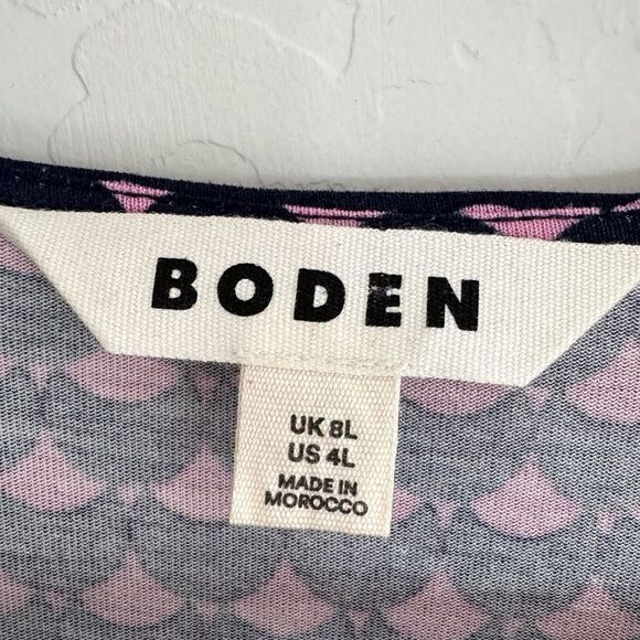 Boden Flute Long Sleeve A-Line Jersey Dress in Sherbert, Crescent Stamp Size 4L - Picture 11 of 13